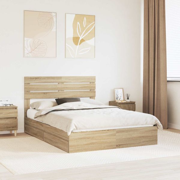 vidaXL Úložná posteľ Sonoma dub 140 x 190 cm Kompozitné drevo