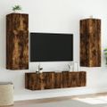 vidaXL 6-dielne TV nástenné skrinky s LED dymový dub kompozitné drevo