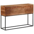 vidaXL Konzolový stolík 110x30x75 cm masívna akácia a železo