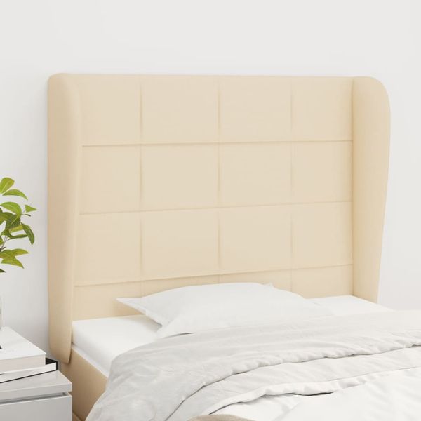 vidaXL Čelo postele so záhybmi krémové 103x23x118/128 cm látka