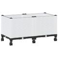 vidaXL Záhradný črepník s kolieskami Biela 80 x 40 x 48 cm PP