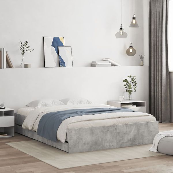 vidaXL Posteľný rám so zásuvkami betónovosivý 140x200cm kompozit.drevo