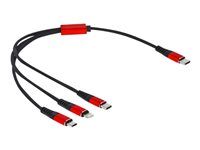 Kábel iba na nabíjanie - USB-C s pinmi (male) do Micro USB typ B, Lightning, USB-C s pinmi (male) - 30 cm - čierna