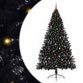 vidaXL Umelý predsvietený vianočný stromček Čierna 240 cm PVC