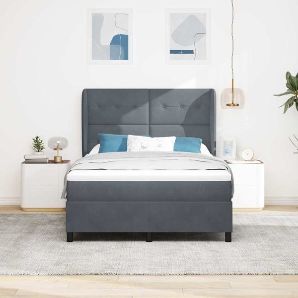 vidaXL Posteľ s pružinovým rámom Tmavo šedá 200 x 140 cm Zamat