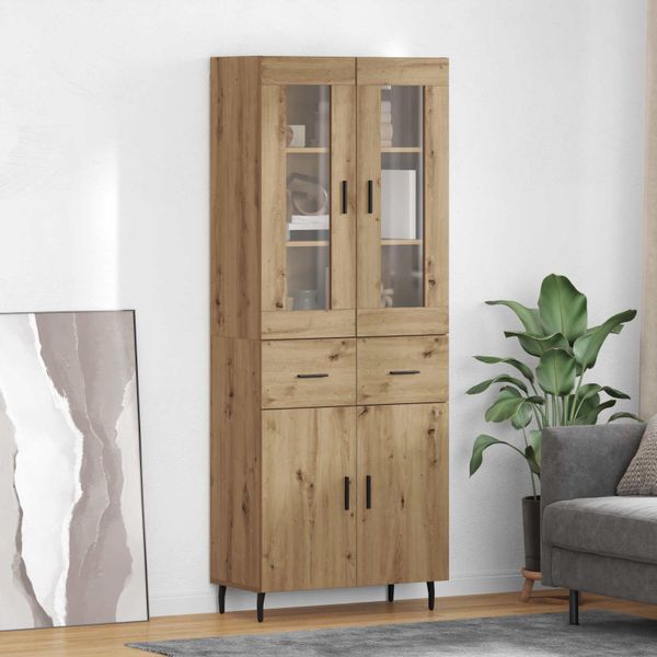 vidaXL Highboard so zásuvkou 2 pcs Remeselný dub Kompozitné drevo