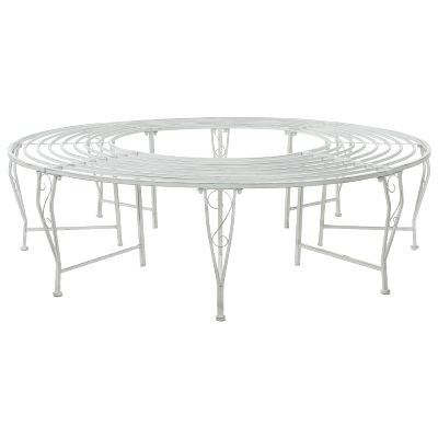 vidaXL Stromová lavička 8-Počet miest Ø 160 x 44 cm Oceľ Antická biela