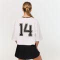 Dámske tričko Oversized Varsity White - GymBeam, veľkosť S