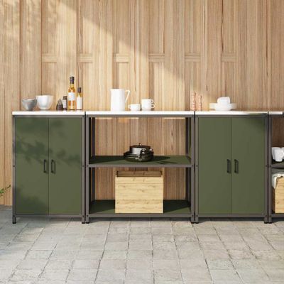 vidaXL Kuchynský úložný set HATTEM 3 pcs Olivovo zelená