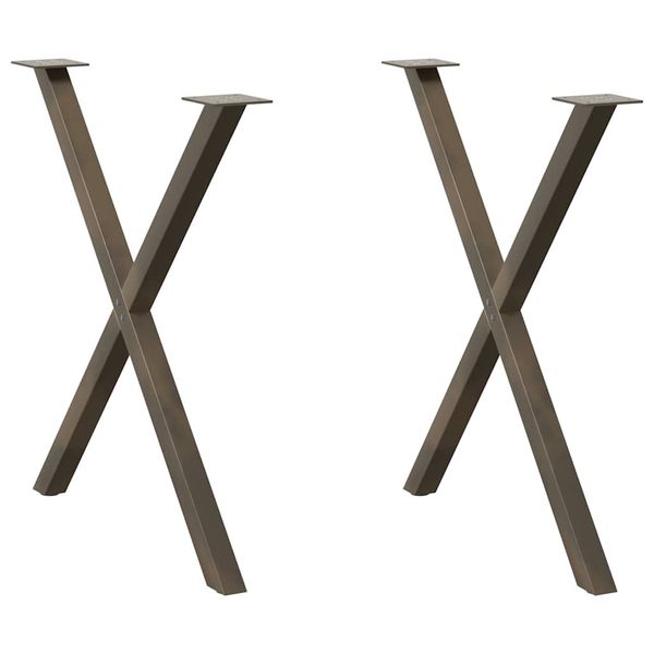 vidaXL Nohy k jedálenskému stolu v tvare X, 2 ks, prírodná oceľ, 80 x (72-73) cm, oceľ