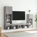 vidaXL 4-dielne TV nástenné skrinky s LED sivé sonoma kompozitné drevo