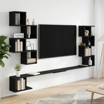 vidaXL Nástenná polica na TV Čierny dub 200 x 15 x 94 cm