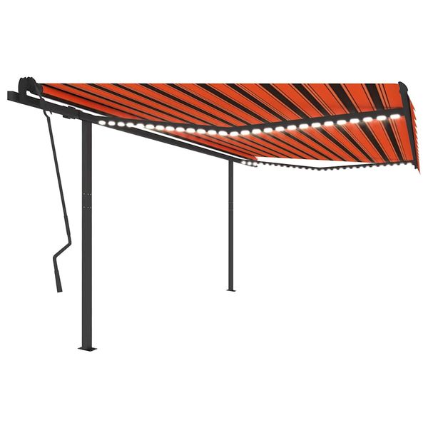 vidaXL Automatická markíza LED a senzor vetra 4x3,5 m oranžovo-hnedá