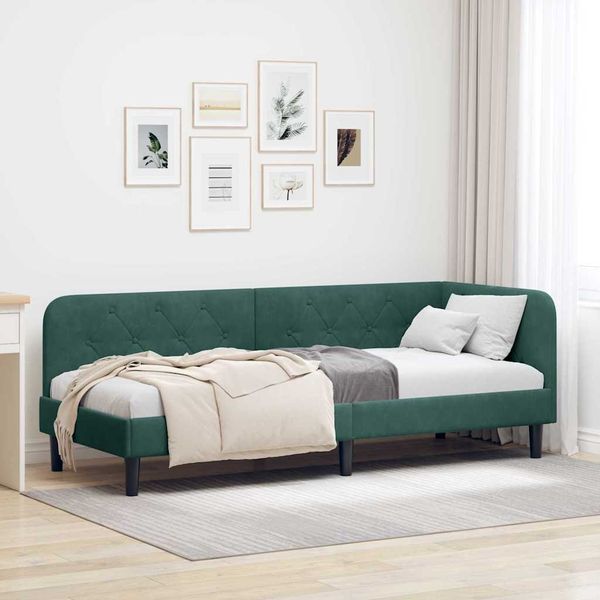 vidaXL Rohový rám postele Tmavozelená 80 x 200 cm Zamat