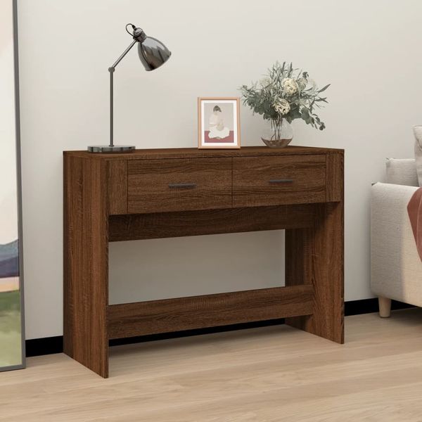 vidaXL Konzolový stolík hnedý dub 100x39x75 cm spracované drevo