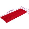 vidaXL Schodové rohože 15 ks 65x21x4 cm červené s obdĺžnikovým okrajom
