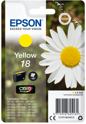 Epson Singlepack Yellow 18 Claria Home Ink