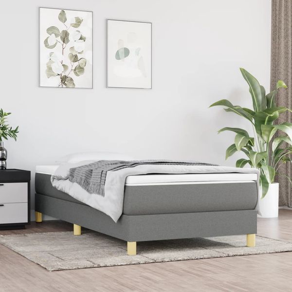 vidaXL Posteľný rám boxsping s matracom tmavosivý 80x200 cm látka