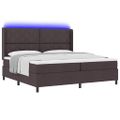 vidaXL LED box s pružinami Tmavohnedá 200 x 200 cm látka