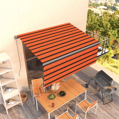 vidaXL Ručne zaťahovacia markíza s tienidlom 3x2,5 m oranžovo-hnedá