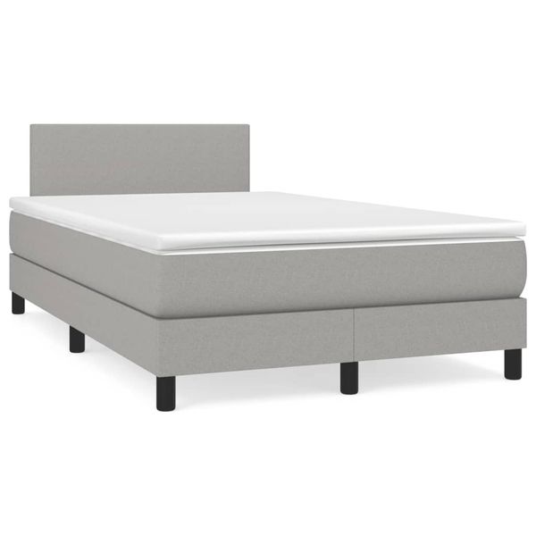 vidaXL Boxspring posteľ s matracom a LED, svetlosivá 120x190 cm, látka