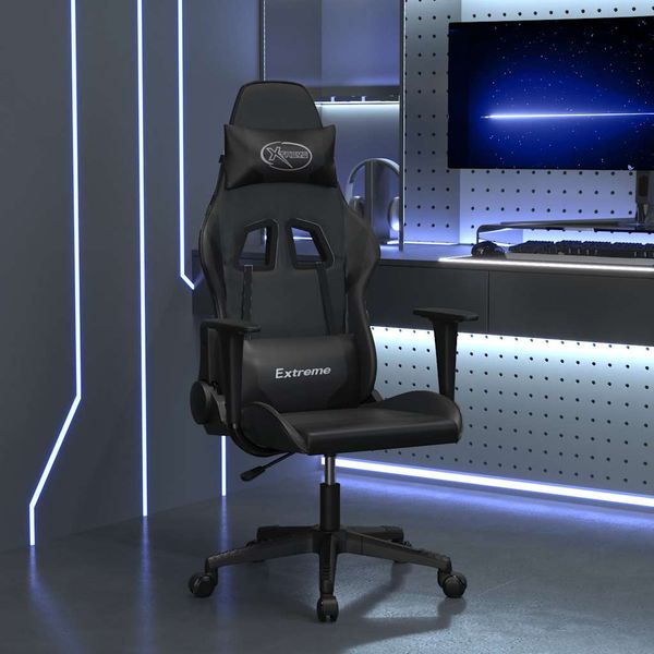 vidaXL Masážna herná stolička čierna umelá koža