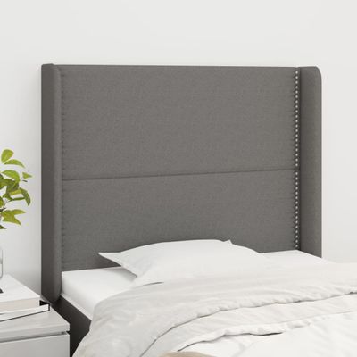 vidaXL Čelo postele so záhybmi tmavosivé 103 x 16 x 118/128 cm látka