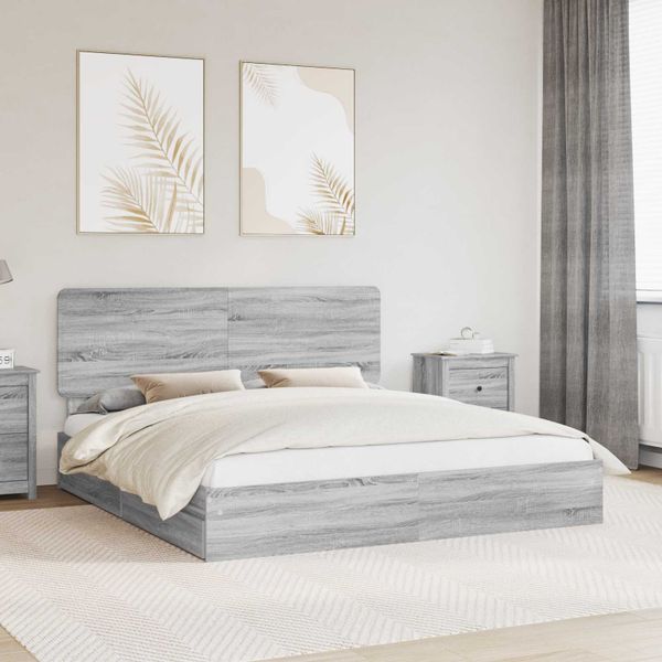 vidaXL Úložná posteľ Sivý Sonoma 200 x 200 cm Kompozitné drevo