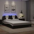 vidaXL Rám postele Viana s LED bez matraca čierno-biely 160x200 cm