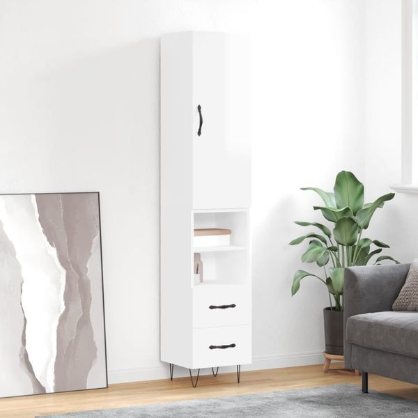 vidaXL Vysoká skrinka biela 34,5x34x180 cm spracované drevo