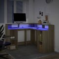 vidaXL Stôl s LED svetlami dub sonoma 130x130x91 cm kompozitné drevo