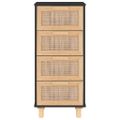 vidaXL Komoda čierna 40x30x90 cm masívna borovica a prírodný ratan