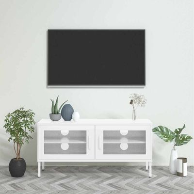 vidaXL TV skrinka biela 105x35x50 cm oceľ