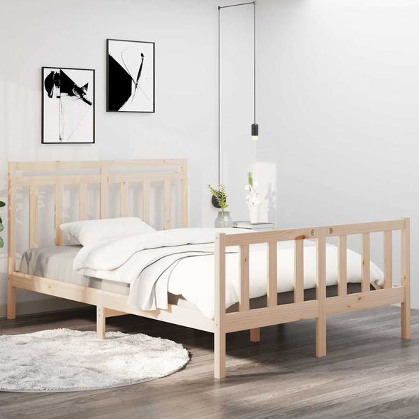 vidaXL Posteľný rám čierny drevený masív 120x190 cm malé dvojlôžko