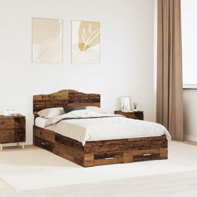 vidaXL Rám postele Staré drevo 135 x 190 cm Kompozitné drevo