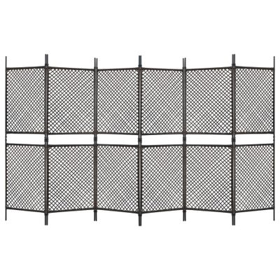 vidaXL 6-panelový paraván hnedý 360x200 cm polyratanový