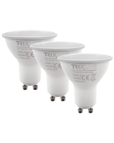 LED žiarovka Trixline 6W GU10 teplá biela 3 PACK