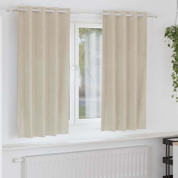 vidaXL Zatemňovacie závesy 2 pcs Krémová 140 x 175 cm Zamat