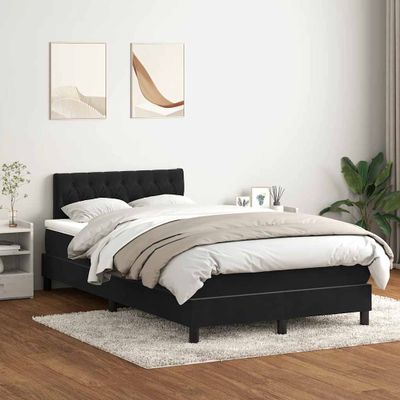 vidaXL Posteľný rám boxspring s matracom a LED čierny 120x210 cm zamat