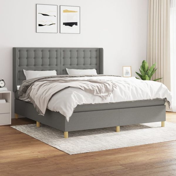 vidaXL Boxspring posteľ s matracom tmavosivá 180x200 cm látka