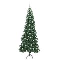 vidaXL Rohový umelý vianočný strom s 300 LED-i Zelená 210 cm PVC a kov
