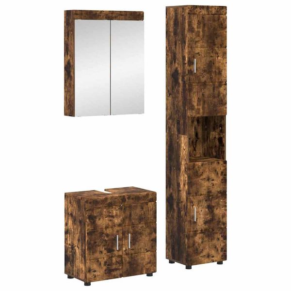 vidaXL Sada kúpeľňového nábytku TULUM 3 pcs Dymová dub 60 x 34 x 63 cm