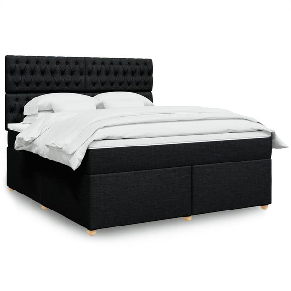 vidaXL Posteľný rám boxspring s matracom čierny 180x200 cm látka