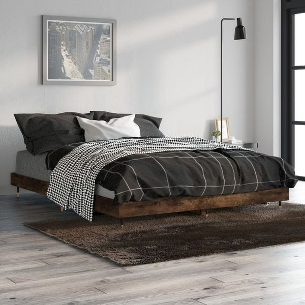 vidaXL Posteľný rám bez matraca dymový dub 140x190 cm kompozitné drevo