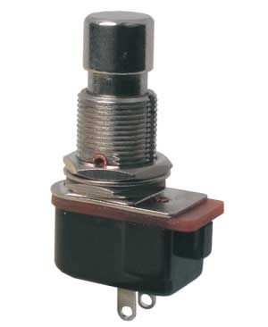 Prepínač tlačidlo okrúhle ON-(OFF) 12V kov