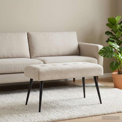 vidaXL Lavica s gombíkovým prešívaním Krémová 80 x 40 x 46 cm Zamat