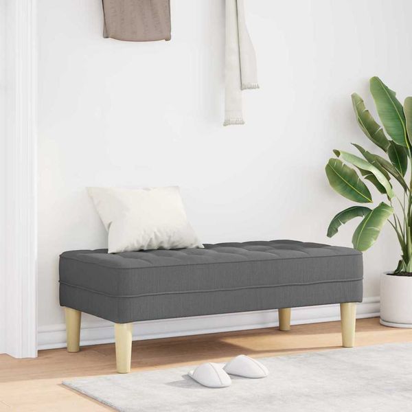 vidaXL lavička s vankúšom Tmavo šedá 113 x 57 x 39 cm látka