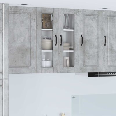 vidaXL Nástenný sklenený kabinet PORTO Betónová šedá 60 x 31 x 80 cm