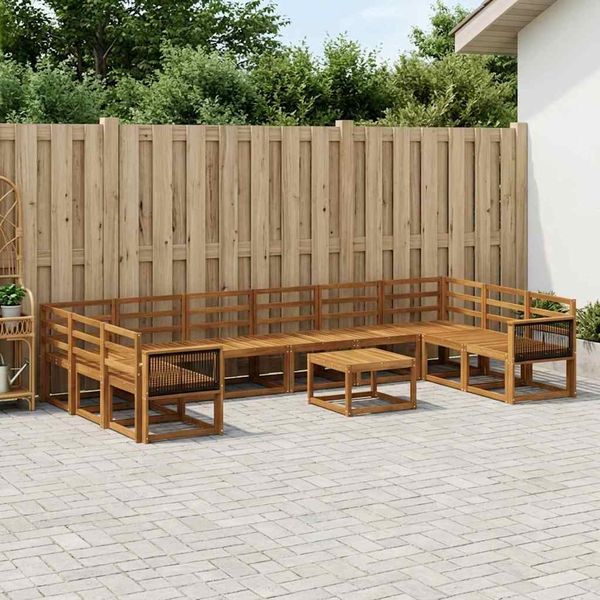 vidaXL Záhradná súprava gaučov 11 pcs Prírodná Pevné akáciové drevo
