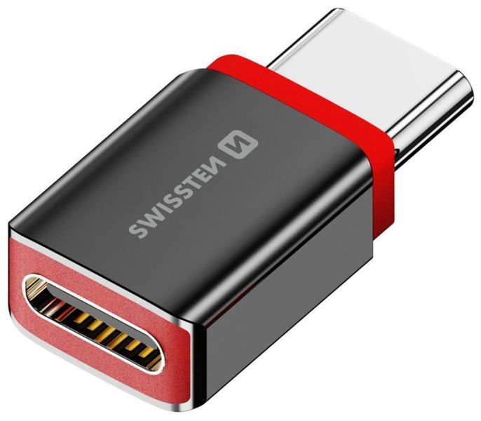 Swissten Nabíjecí Adaptér S Blokací Dat Dataguard USB-C  / USB-C  Černý bezpecnostní adaptér, blokování dat, USB-C / USB-C, až 240 W, Power Delivery, hliníkové telo